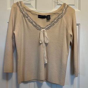 Dana Buchman pull over scoop neck sweater cream color